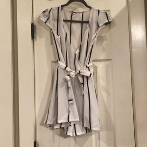 Black and white striped romper, size large